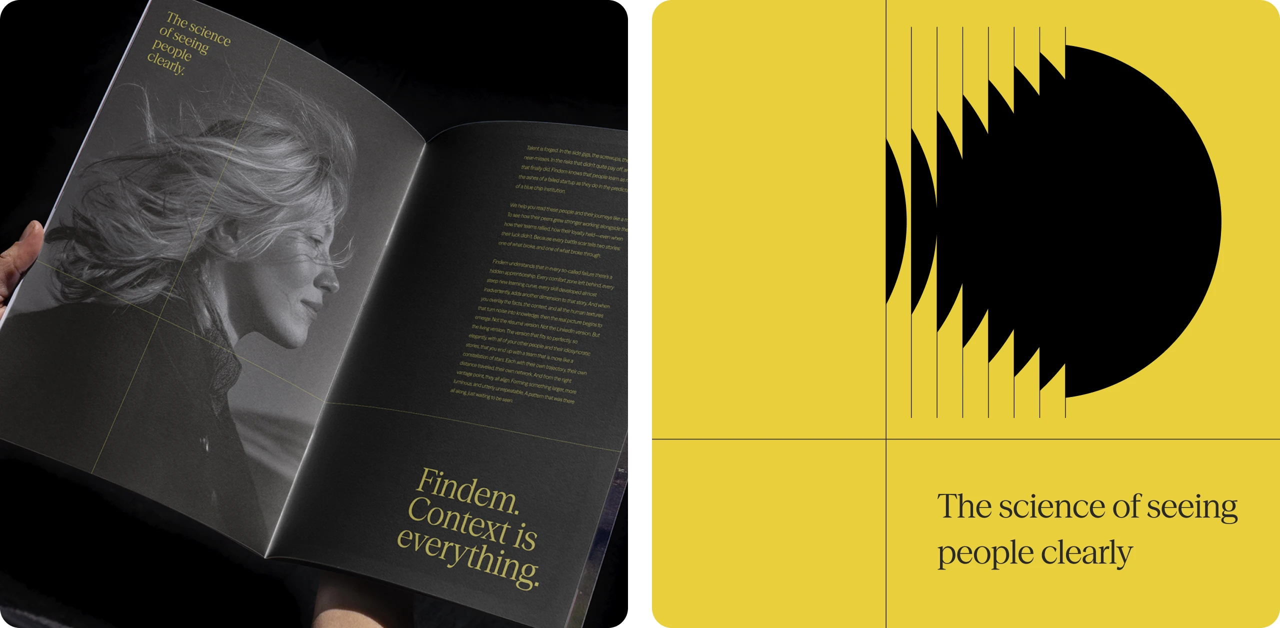 Findem brand concept and editorial campaign artwork.