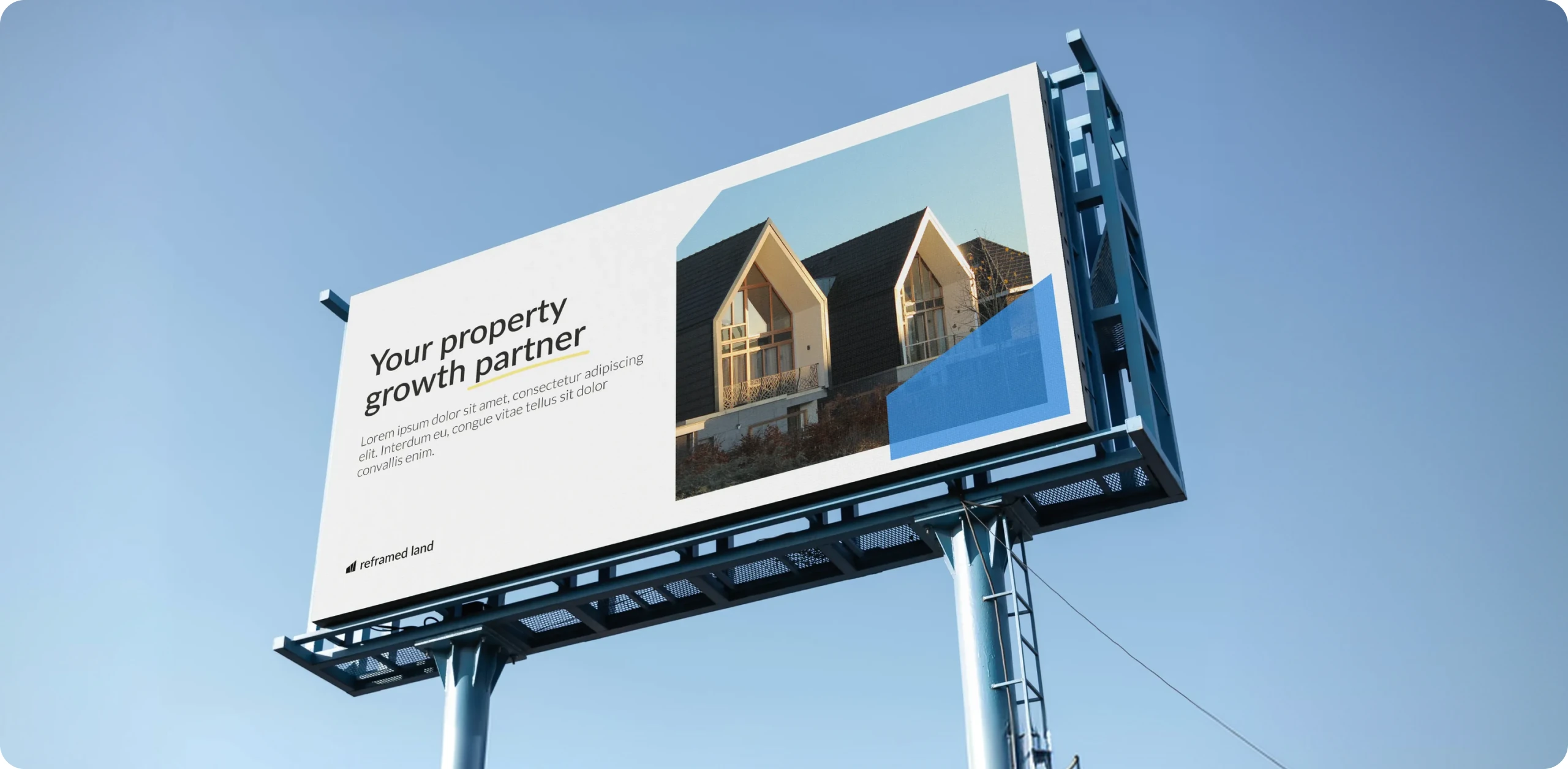 Reframed Land outdoor billboard promoting land development.